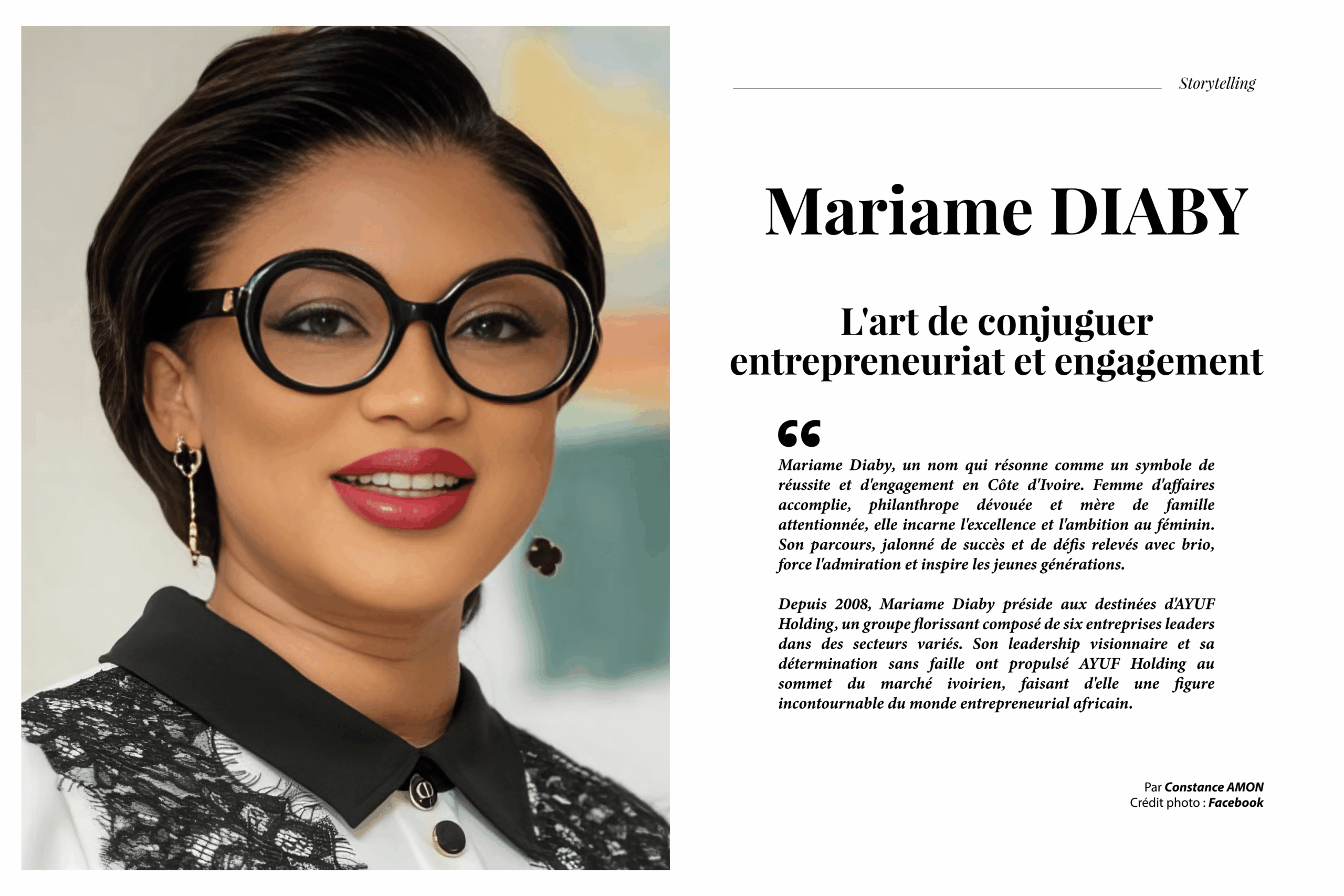Portrait de Mariame Diaby, entrepreneure et philanthrope ivoirienne.