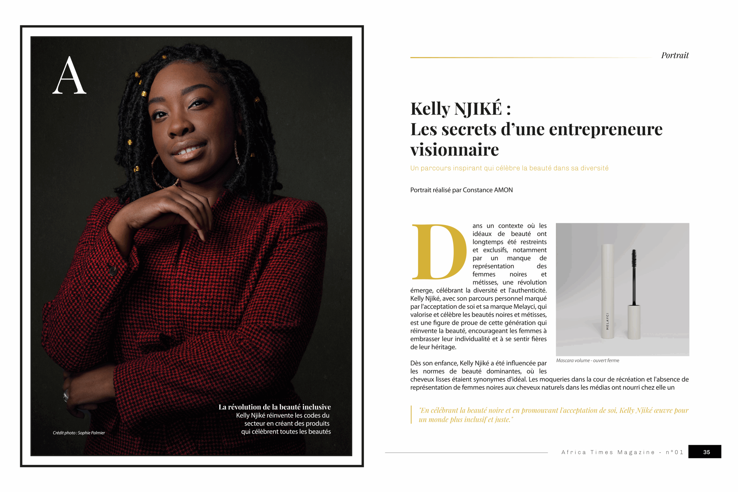 Portrait de Kelly Njiké, fondatrice de Melayci, marque de cosmétiques inclusive dédiée à la beauté noire et métissée.