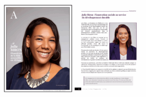 Portrait de Julie Biron, experte en responsabilité sociétale et cofondatrice du Think Tank RSE, engagée pour le développement durable en Afrique.
